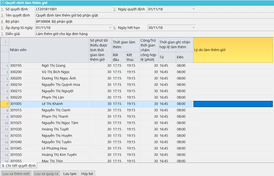 Đăng ký làm thêm giờ